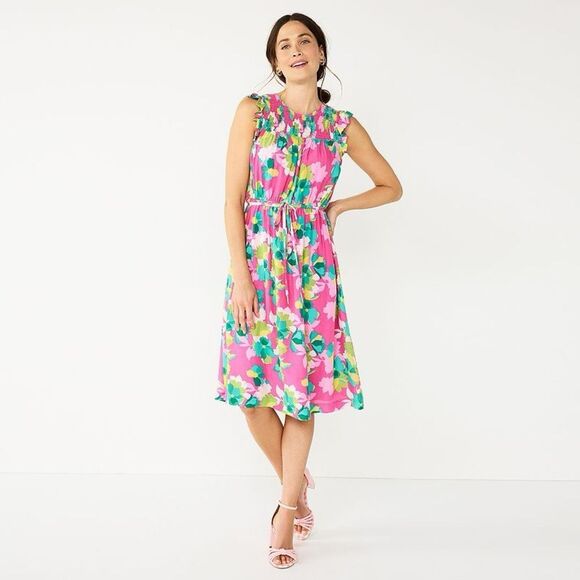 DRAPER JAMES RSVP Smocked-Yoke Ruffle Short Dress 3X - Picture 1 of 9